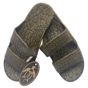 Pali Hawaii Sandals Slides Rubber Textured Brown Size: Youth 3 - 3.5 / Women 5